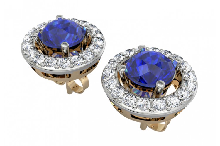 Sapphire & Diamond Cluster Earring